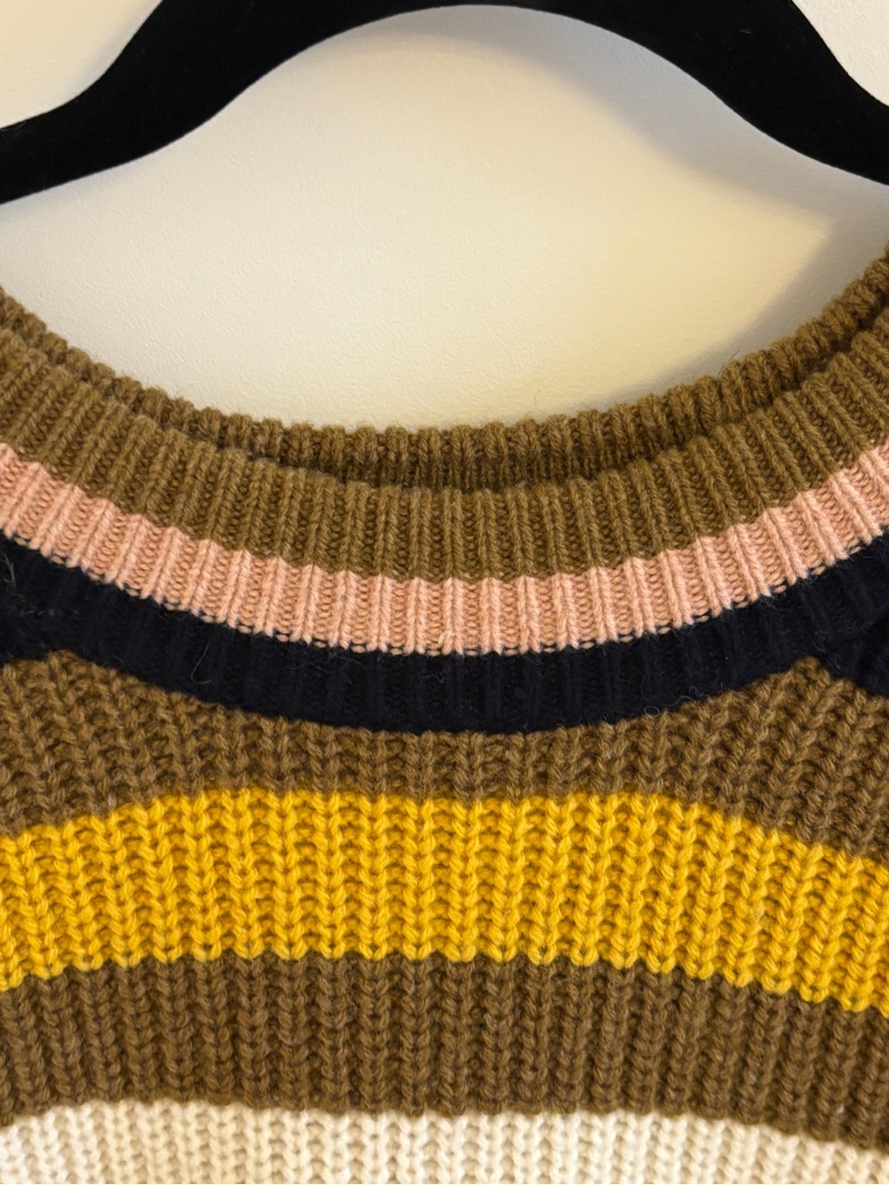 Madewell Merino Wool Striped Sweater Small Mustard Chunky Knit Cozy Pullover - Picture 5 of 9